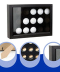 Top Notch Wood Golf Ball Display Case For 15 Balls, Wall Mount Or Freestanding Shadow Box With EVA Foam Protection, 12.3 x 8.86 x 2.56 inches