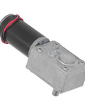 Real Deal DC12V Self Locking Gear Motor Featuring High Torque Metal Gears And Straight Up Single Shaft Speed Reduction designed for robotics car mods, showing side angle.