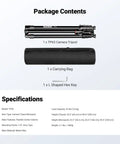 Overhead Camera Tripod With Ball Head And Flexible Center Column Tall 90 Inch Metal DSLR Video Stand package contents