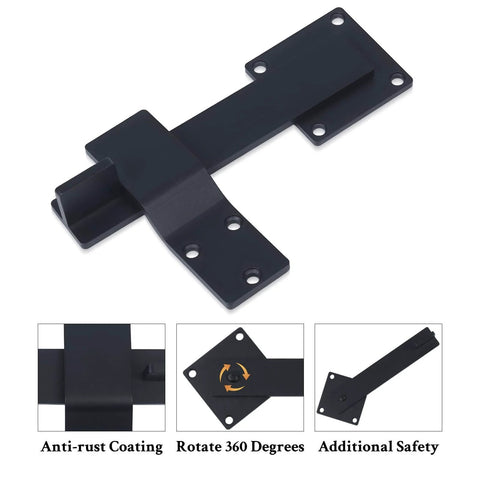 Six Inch Heavy Duty Barn Door Flip Latch With 360 Degree Rotatable Gate Lock For Wooden Fence Shed, matte black steel.