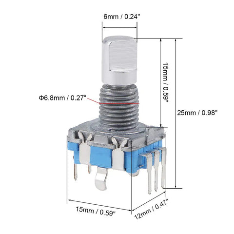 360 Degree Rotary Encoder Code Switch Digital Potentiometer, 5 Pins, 15mm D-Shaft, 5 Pack, 5V Pulse Encoder With 2 Mounting Pins, Great For DIY Electronics, Audio Gear, Robotics And Control Projects.