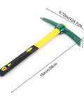 15 Inch Mattock With Dual Head Weeding Hoe And Pick Axe Heavy Duty Garden Tool With Non Slip Handle, dimensions displayed.