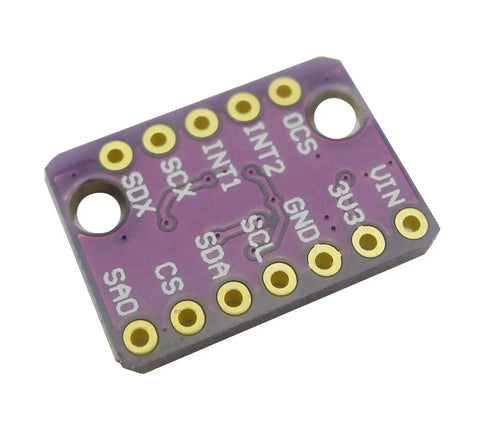 BMI160 6 Axis Gyroscope Gravity Acceleration Sensor Module 6DOF Accelerometer Gyroscope Gravity Detector Sensor With I2C And SPI 3 To 5V Power Range Dope Versatile Motion Sensing Kit For Walking Step Tracking And Projects. Purple BMI160 IMU breakout board with gold pin holes
