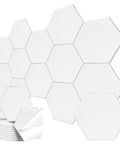 Flex Ready Hexagon Acoustic Panels 12 Pack Self Adhesive Sound Deadening Foam Wall Tiles Flame Resistant in white, showcasing geometric design.