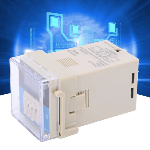 LED Digital Display Adjustable Cycle Time Relay Delay Control Module For Industrial Automation Systems DC 12V High Reliability Wide Delay Range Anti Interference Digital Time Setting Flexible Control Mode, white compact module with clear cover