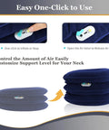 One Click Neck Traction Device With Built In Motor And Battery For Instant Home Pain Relief, showing inflation control buttons and cushions.