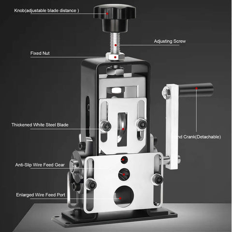 Drill Powered Manual Wire Stripping Machine For 0.06 To 1 Inch Wires, Scrap Copper Wire Stripper with Hand Crank and Replacement Blades