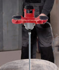 2100W Workhorse Portable Concrete Mixer For Mud Plaster Mixing shown with user mixing cement