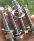 Four-Set 3/8-16 X 4 Stainless Steel Hex Head Bolts With Nuts, Flat And Lock Washers, 18-8 304 Stainless, Fully Threaded, Heavy Duty