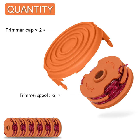 Trimmer Spools For Worx Weed Eater WG116 WG119 WG183 Two Spool Pack With 16 Feet Each Of 0.065 Inch Auto Feed Replacement