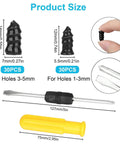 60Pcs Tire Plug Kit With Vacuum Repair Screws And Rubber Nails, sizes shown with screwdriver and rubber nails illustration.