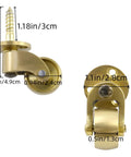 Premium One Inch Antique Brass Caster Wheels Rolling Tight With Rock Solid 360 Degree Swivel Motion And Reliable M6 Stem Hardware For Furniture Upgrades Or Utility Cart Mods A Straight Ahead Four Pack Bundle, measuring 1.92in tall.