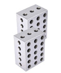 Dead Nuts Accurate Matched Pair Two Three Four Inch Machinist Setup Blocks With.0003 Tolerance, precision ground, hardened steel, two blocks with 23 holes.
