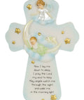 Guardian Angel Sweet Dreams Baby Cross Keepsake For Nursery And Bedtime Prayer, Resin Angel Watching Over Sleep, 7 Inch Height