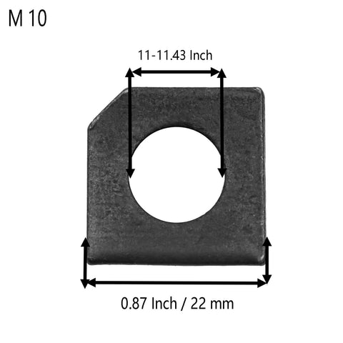 Heavy Duty 304 Stainless Steel Beveled Square Washers M10 for Channel Steel Shim Leveling 20 Pack Chinflly image with dimensions