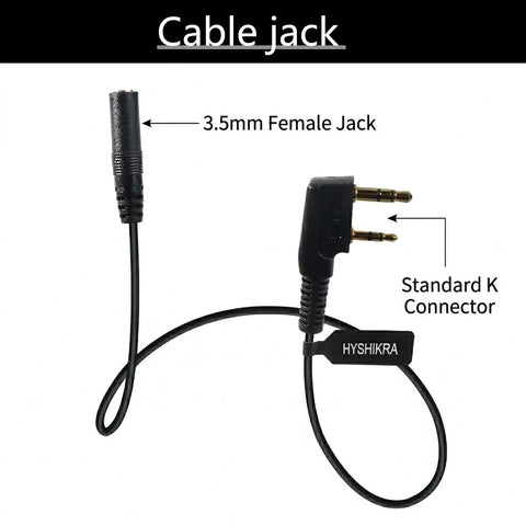 Universal Ham Radio Earpiece Adapter Cable Plug And Play All In One 2 Pin K Type To 3.5mm Female Headset Jack For BaoFeng