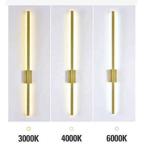 Modern Wall Sconces, Wall Lamp LED Metal Modern Reading Lamps Elegant Rectangle Indoor Wall Sconce Acrylic Wall Lighting Fixture 44W for Bedside Bedroom Living Room Hallway 3,Black Warm Light-100CM with 3000K, 4000K, 6000K color temperatures displayed.