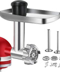 Metal Food Grinder Attachment For Kitchen Stand Mixers, All In One Meat Grinder Kit with sausage tubes, blades, and plates