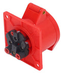 Red Industrial Concealed Power Socket Featuring IP44 Weatherproofing And Solid Brass Terminals With Tough PC Shell for rugged workspaces.