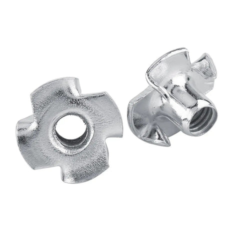 M8 Four Pronged Tee Nuts Zinc Plated Carbon Steel For Woodworking Projects Tough Fasteners