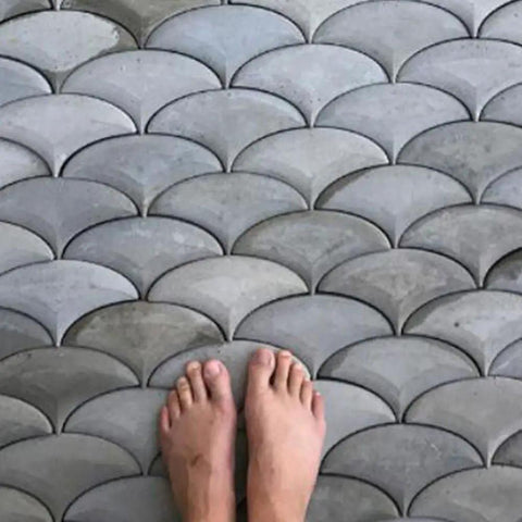 Leaf Shaped Concrete Molds For Walkways And Stepping Stones Paver Maker installed as garden path tiles.