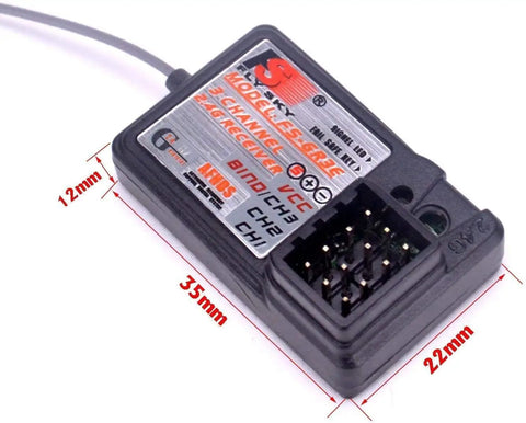 Flysky GR3E AFHDS 2.4G Long Range 3CH Receiver for FS-GT2 FS-GT2B FS-GT3B FS-GT3C FZ-IT4S shown with dimensions
