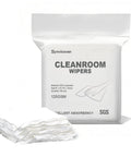 Pro Grade Heavy Duty Cleanroom Wipes That Crush Dust And Grime Without Breaking A Sweat 6 Inch Laser Sealed Microfiber Cloths in packaging.