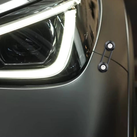 Close-up of car with 12 Piece Dope Bumper Quick Release Fastener Kit For Front And Rear Bumpers in heavy-duty aluminum finish.