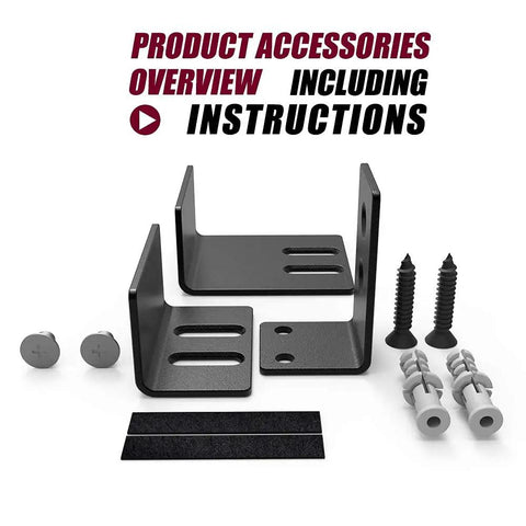 2 Pack Barn Door Bottom Floor Guide With Extend Bracket Wall Mounted Adjustable Flush Bottom Matte Black shown with parts
