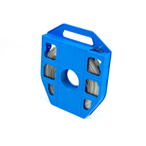 Heavy Duty 201 Stainless Steel Strapping Band 100 Foot Long 3/4 Inch Wide 0.03 Inch Thick 1700 Lbs Break Strength Rust Proof in blue dispenser.