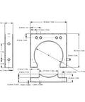 Technical drawing of Premium Cast Aluminum Spindle Motor Mount Bracket Clamp Fits 71mm CNC Spindle Fixture dimensions.