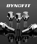 Top Shelf 20 Pcs Slick Chrome Lug Bolts For Jeep And Dodge Wheel Setup Compatible With Renegade Compass Cherokee Aluminum Rims 12X1.25 Thread 19Mm Hex Socket Upgrade set of five chrome lug bolts on a reflective surface.