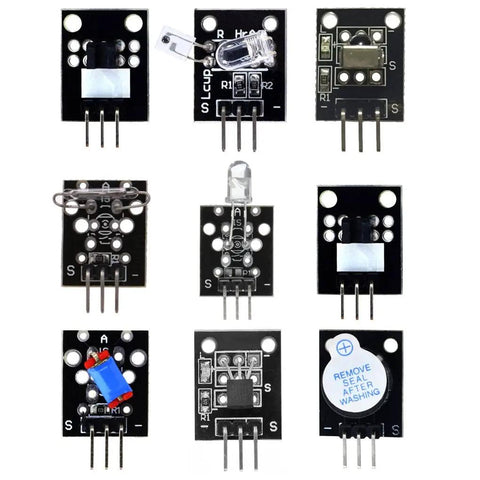Top Shelf 35 In One Electronic Sensor Module Quickstart Box With Legit Wiring Harness For Diy Arduino Uno R3 Mega2560 Nano And Raspberry Pi sensors layout view.