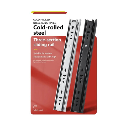 Heavy Duty 3 Section 100 Lb Capacity Full Extension Ball Bearing Side Mount Drawer Slides Quiet Slide Black 14 Inch Built Tough