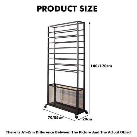 Heavy Duty Steel Mobile Cart And Fabric Roll Storage Rack For Textile Wallpaper Organizing With 200Kg Capacity And Slick Lockable Casters That Make Rolling No Stress, displaying product dimensions.
