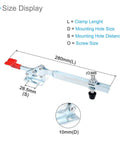 Heavy Duty Horizontal Quick Release Toggle Clamp For Woodworking 550 Lbs Holding Capacity with size display.