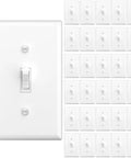 30 Pack UL Listed Toggle Light Switches With White Finish, Modern Classic Toggle Design For Any Room, Perfect For Living Rooms, Bedrooms, Kitchens And Hallways, Prevents Accidental Switching With Deliberate Pressure. White single-pole wall switch and 30-pack