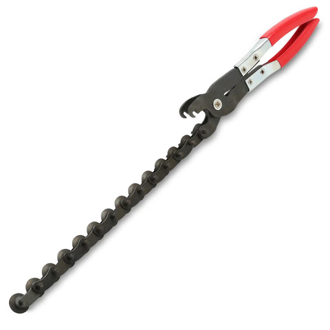 Exhaust Pipe Cutter Chain Tool For Three Quarter Inch To Three And A Quarter Inch Pipes, Built Tough One Handed Rotation with red grips