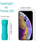 Size comparison of Ten Pack Mini LED Flashlights Each 100 Lumens With Pre Installed AAA Batteries Included and iPhone XS.