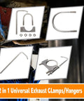 Beefy Heavy Duty Stainless Steel Exhaust Clamp With Hanger Rod For Two And A Half Inch Exhaust Pipes in multiple angles