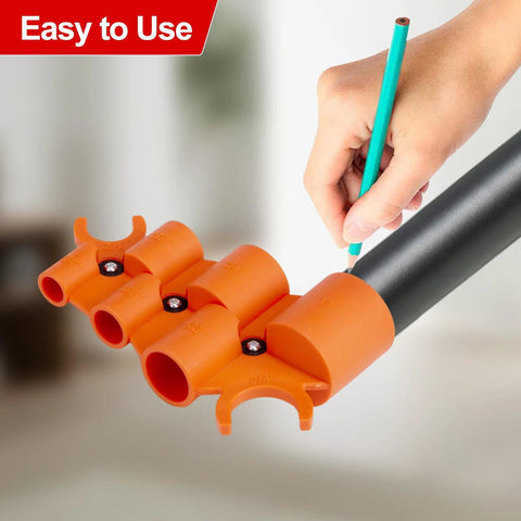 Orange plastic 2-piece pipe deburring kit with inner and outer reamer heads for PVC/CPVC pipes