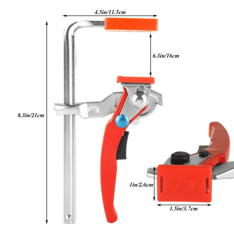 Two Pack Ratcheting Table Clamps With Quick Bar For Easy Grip, 0 To 6 Inch Clamping Range, Beefy Heavy Duty F Clamp For MFT Tables