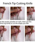 All In One French Nail Tip Cutter Kit With 3 Deep Smile Line Cutters 2 French Acrylic Brushes 1 Cutting Knife 5 Spare Blades in use