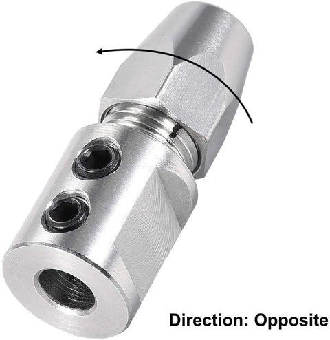 Flex Collet Coupler CNC Stainless Steel For 5mm Motor Shaft And 4mm Flex Shaft, 32mm Length, Opposite Direction.