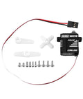 11kg Coreless High Torque RC Servo For 1/18 And 1/24 Scale RC Cars With Bottom Wire Exit, accessories, and screws layout