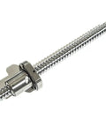 SFU4010 Ball Screw CNC Kit with nut and machining, shown diagonally, 40mm diameter, 10mm lead, 700mm length, high precision linear drive.