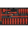Insulated 49 Piece One Half Inch Square Drive Tool Kit, 1000V Rated, Pro Grade Sockets And Drivers, Built For Live Electrical Work