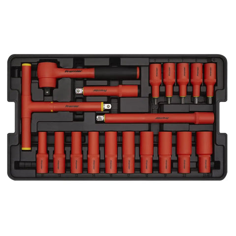 Insulated 49 Piece One Half Inch Square Drive Tool Kit, 1000V Rated, Pro Grade Sockets And Drivers, Built For Live Electrical Work