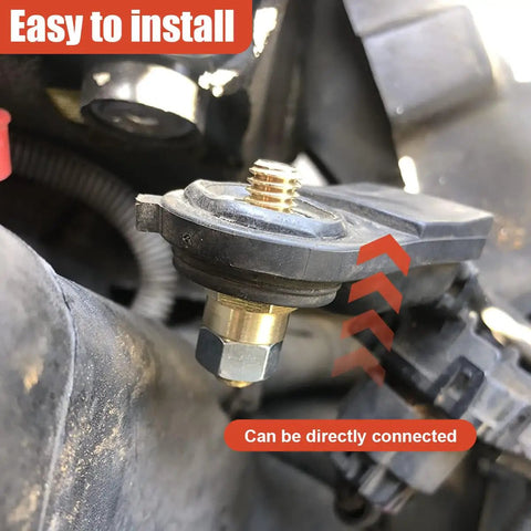 Installed 2 Pack Side Post Battery Terminal Extension Bolts 3/8-16 And 3/8-24 Brass Extender Screws with Nuts Gold Connector Adapters