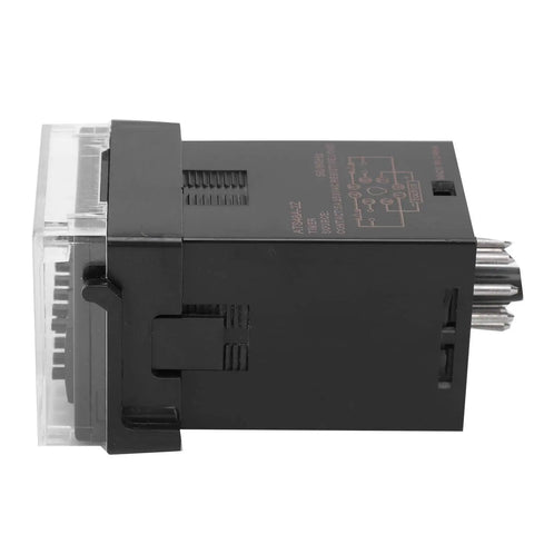 Beefed-Up Time Delay Relay For Industrial Automation And Machinery, Adjustable Cycle Timing, DC 12V Control, Digital Setting, Big Contact Points, Precise Digital Timing For Factory Equipment side view